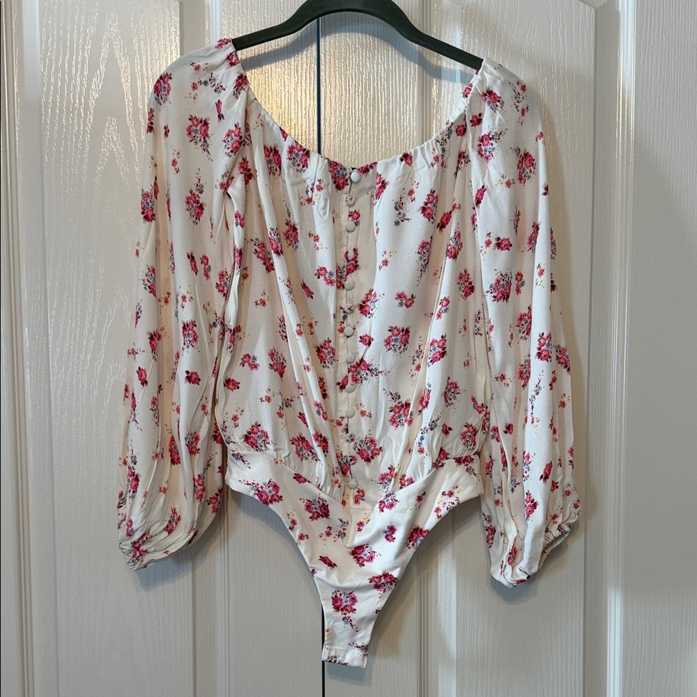 AFRM Nessa Bodysuit in Blanc Blush Floral Size XS